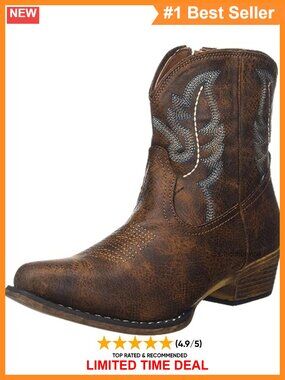 Snip Toe Western Cowgirl Ankle Boots Faux Leather Block Heel